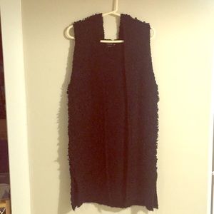 Fuzzy hooded sweater vest